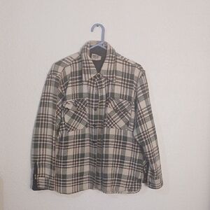 Men's Plaid Shirt Jacket - Black and White